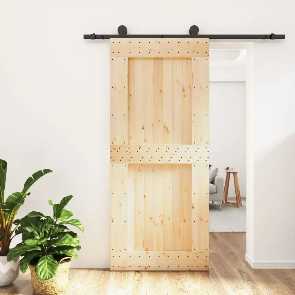 Sliding Door with Hardware Set 90x210 cm Solid Wood Pine Sliding Door with Hardware Set 90x210 cm Solid Wood Pine