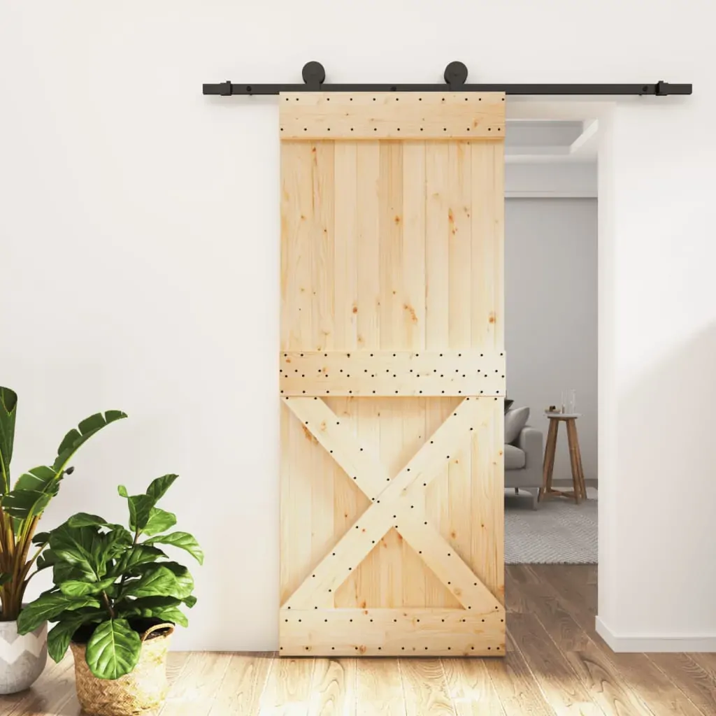 Sliding Door with Hardware Set 85x210 cm Solid Wood Pine Sliding Door with Hardware Set 85x210 cm Solid Wood Pine