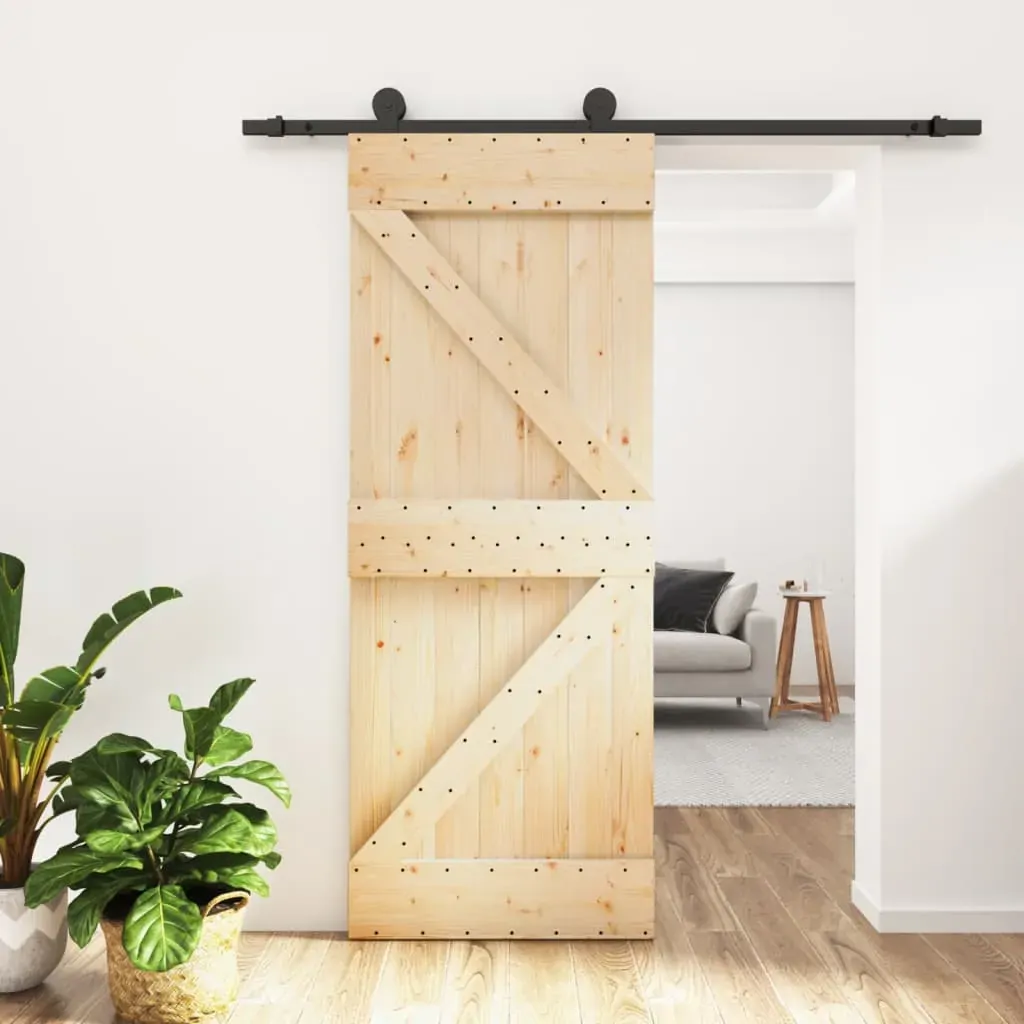 Sliding Door with Hardware Set 70x210 cm Solid Wood Pine Sliding Door with Hardware Set 70x210 cm Solid Wood Pine