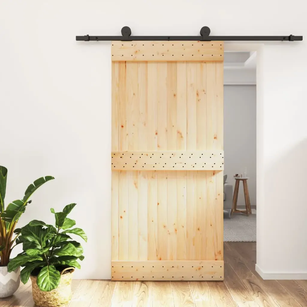 Sliding Door with Hardware Set 100x210 cm Solid Wood Pine Sliding Door with Hardware Set 100x210 cm Solid Wood Pine