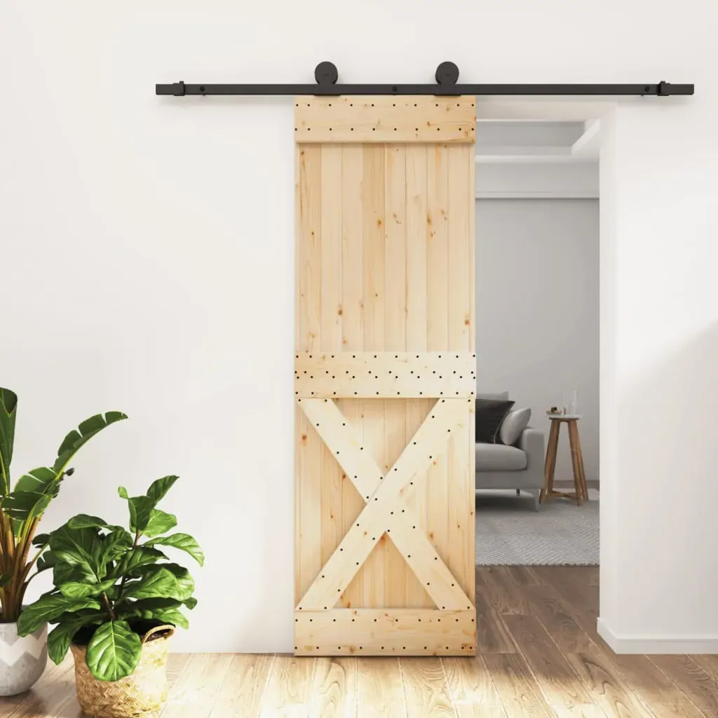 Sliding Door with Hardware Set 70x210 cm Solid Wood Pine Sliding Door with Hardware Set 70x210 cm Solid Wood Pine