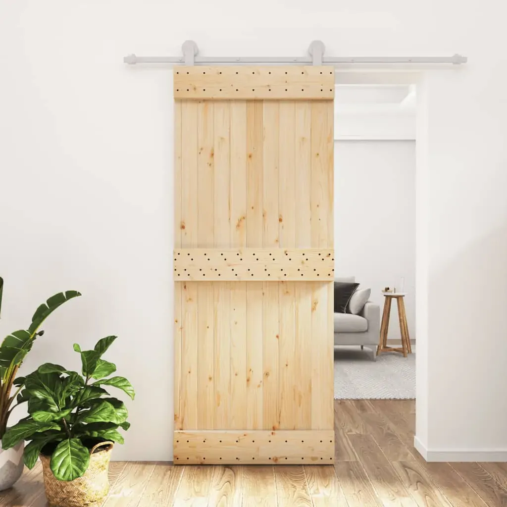 Sliding Door with Hardware Set 85x210 cm Solid Wood Pine Sliding Door with Hardware Set 85x210 cm Solid Wood Pine