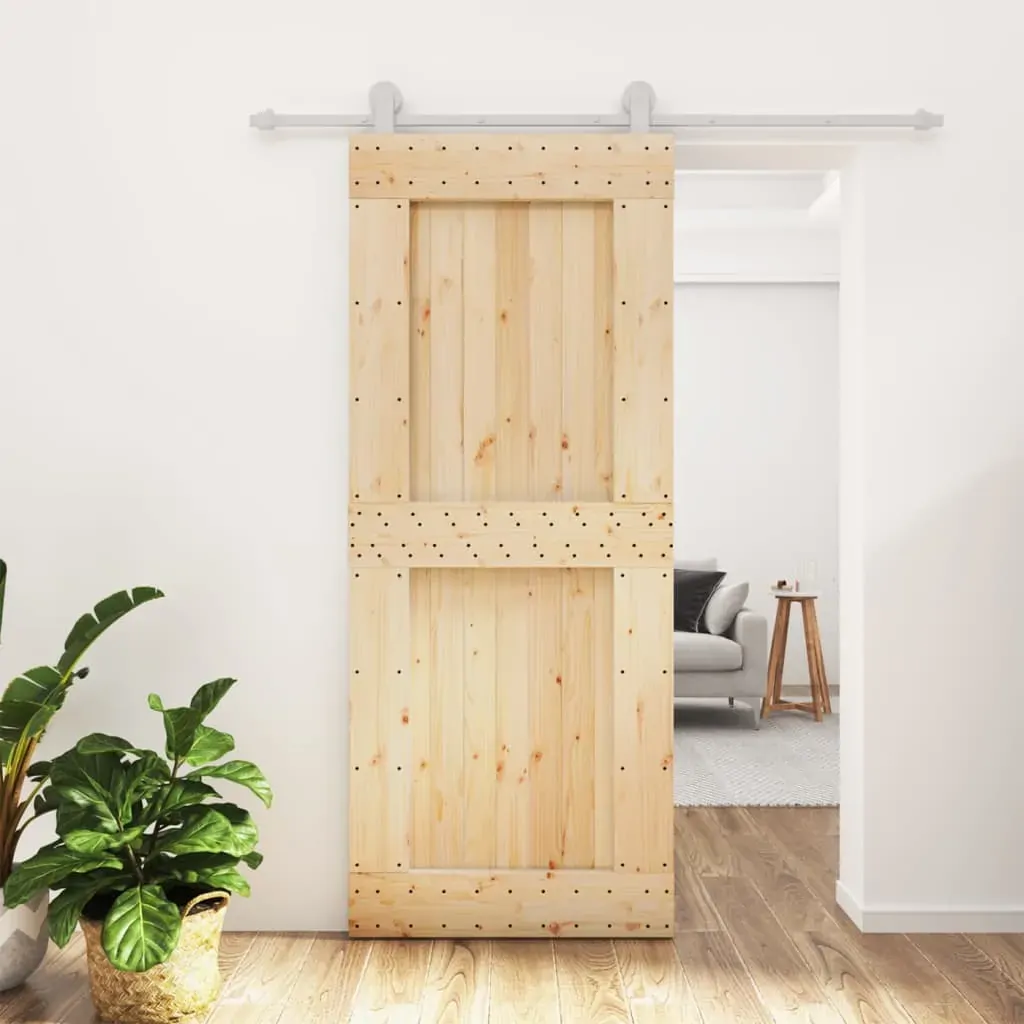 Sliding Door with Hardware Set 85x210 cm Solid Wood Pine Sliding Door with Hardware Set 85x210 cm Solid Wood Pine