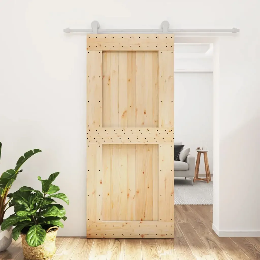 Sliding Door with Hardware Set 90x210 cm Solid Wood Pine Sliding Door with Hardware Set 90x210 cm Solid Wood Pine