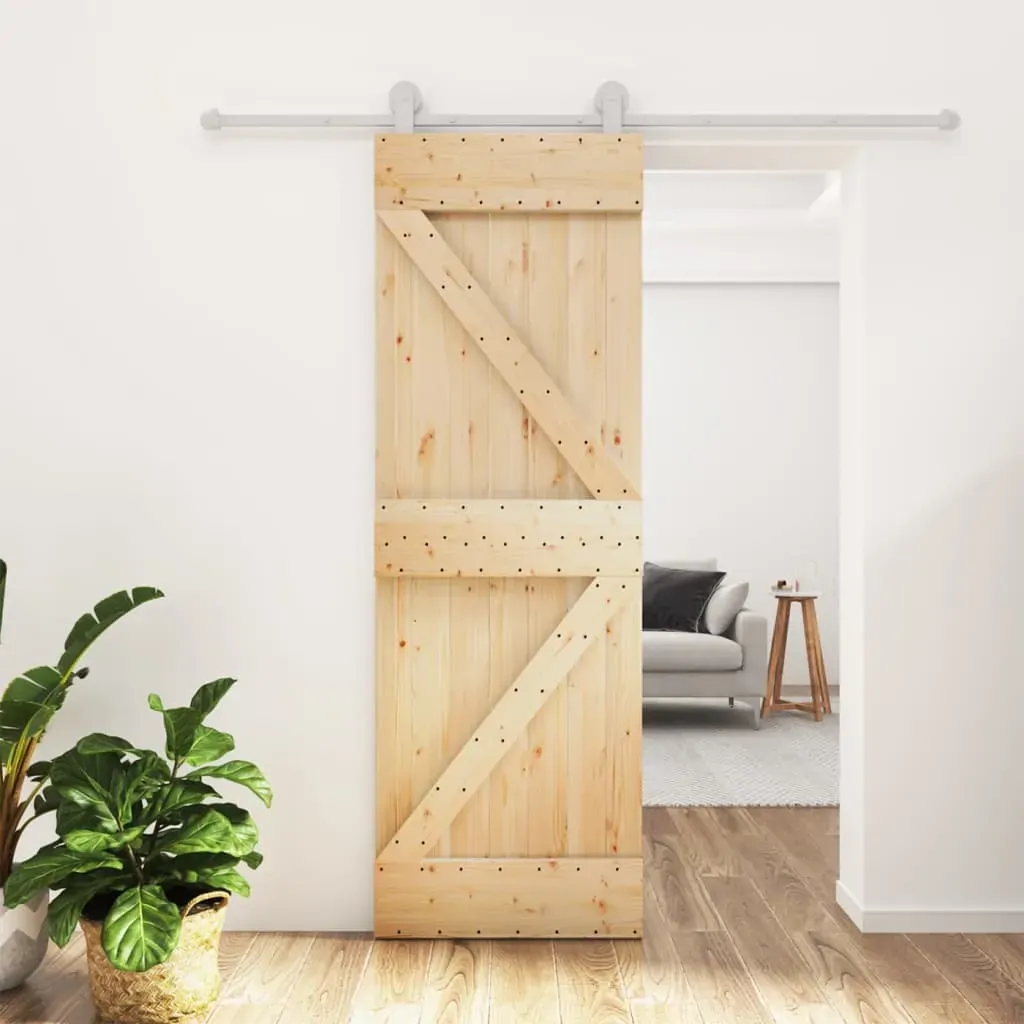 Sliding Door with Hardware Set 70x210 cm Solid Wood Pine Sliding Door with Hardware Set 70x210 cm Solid Wood Pine