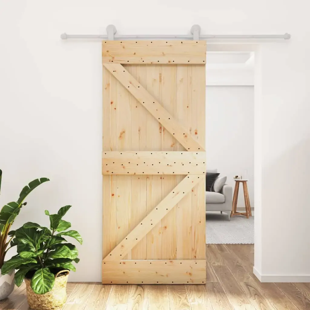 Sliding Door with Hardware Set 90x210 cm Solid Wood Pine Sliding Door with Hardware Set 90x210 cm Solid Wood Pine