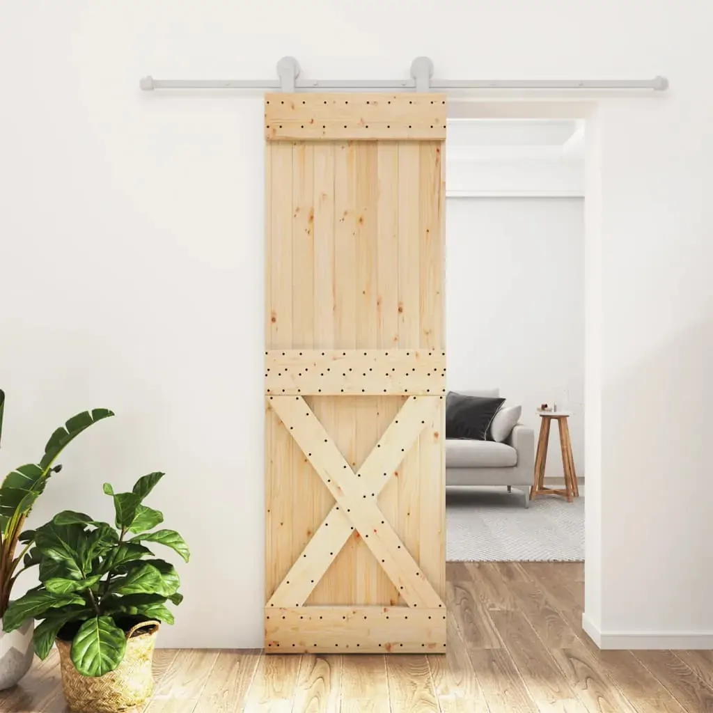 Sliding Door with Hardware Set 70x210 cm Solid Wood Pine Sliding Door with Hardware Set 70x210 cm Solid Wood Pine