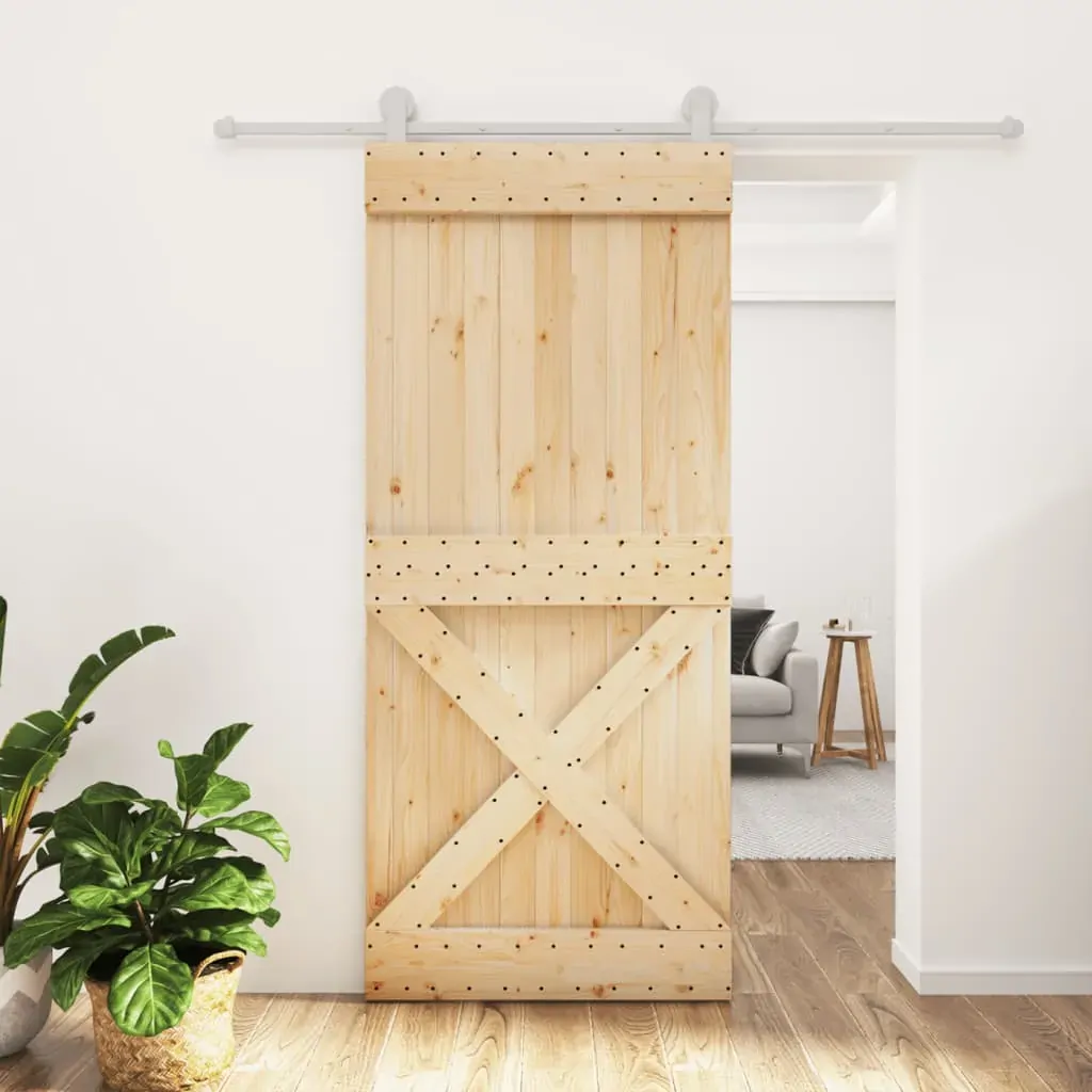 Sliding Door with Hardware Set 90x210 cm Solid Wood Pine Sliding Door with Hardware Set 90x210 cm Solid Wood Pine