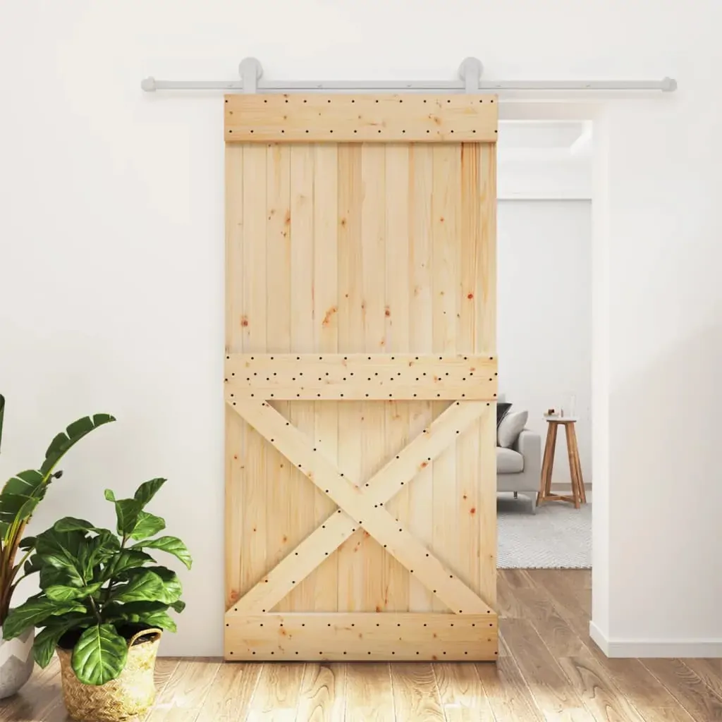 Sliding Door with Hardware Set 100x210 cm Solid Wood Pine Sliding Door with Hardware Set 100x210 cm Solid Wood Pine