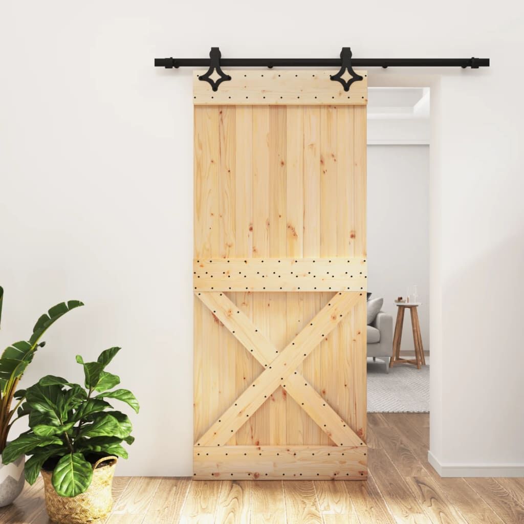 Sliding Door with Hardware Set 90x210 cm Solid Wood Pine Sliding Door with Hardware Set 90x210 cm Solid Wood Pine