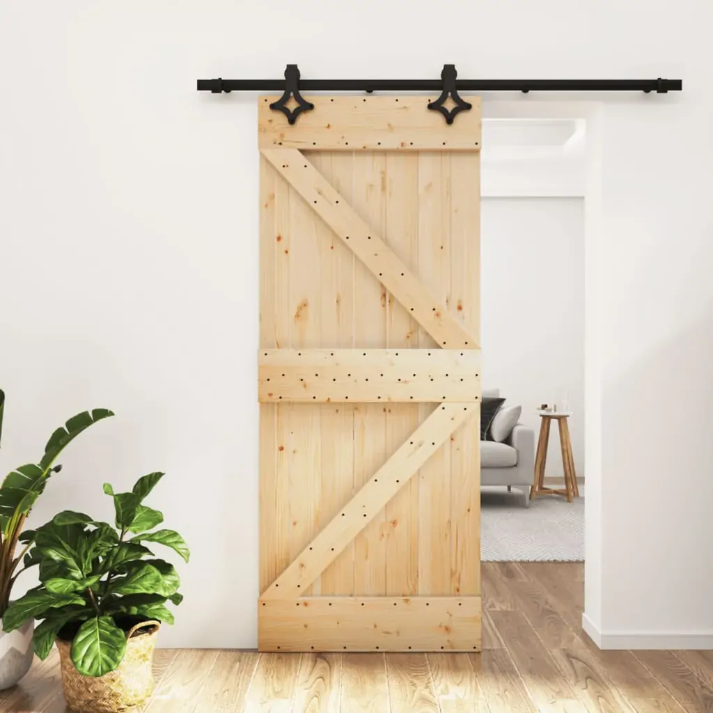 Sliding Door with Hardware Set 85x210 cm Solid Wood Pine Sliding Door with Hardware Set 85x210 cm Solid Wood Pine