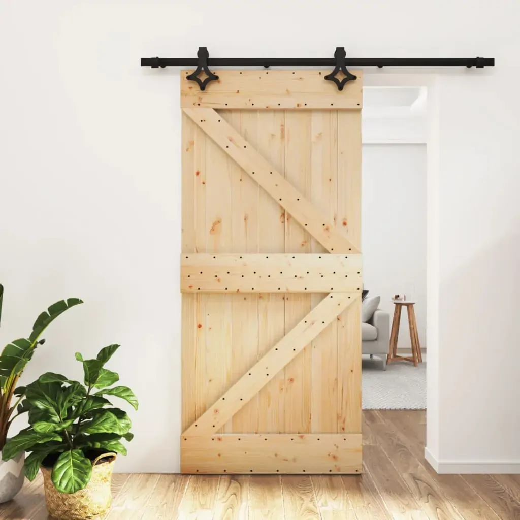 Sliding Door with Hardware Set 95x210 cm Solid Wood Pine Sliding Door with Hardware Set 95x210 cm Solid Wood Pine