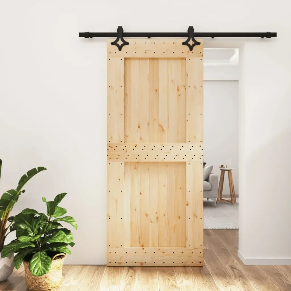 Sliding Door with Hardware Set 90x210 cm Solid Wood Pine Sliding Door with Hardware Set 90x210 cm Solid Wood Pine