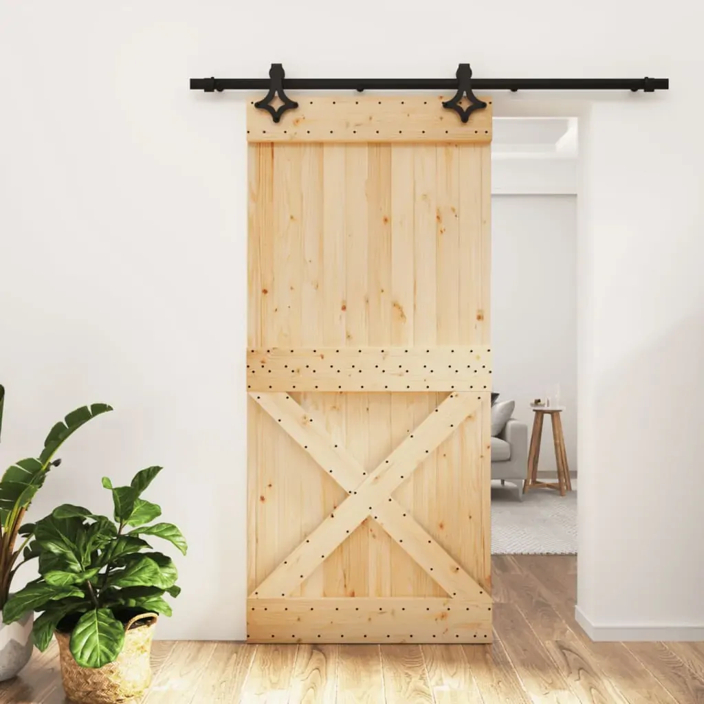 Sliding Door with Hardware Set 95x210 cm Solid Wood Pine Sliding Door with Hardware Set 95x210 cm Solid Wood Pine