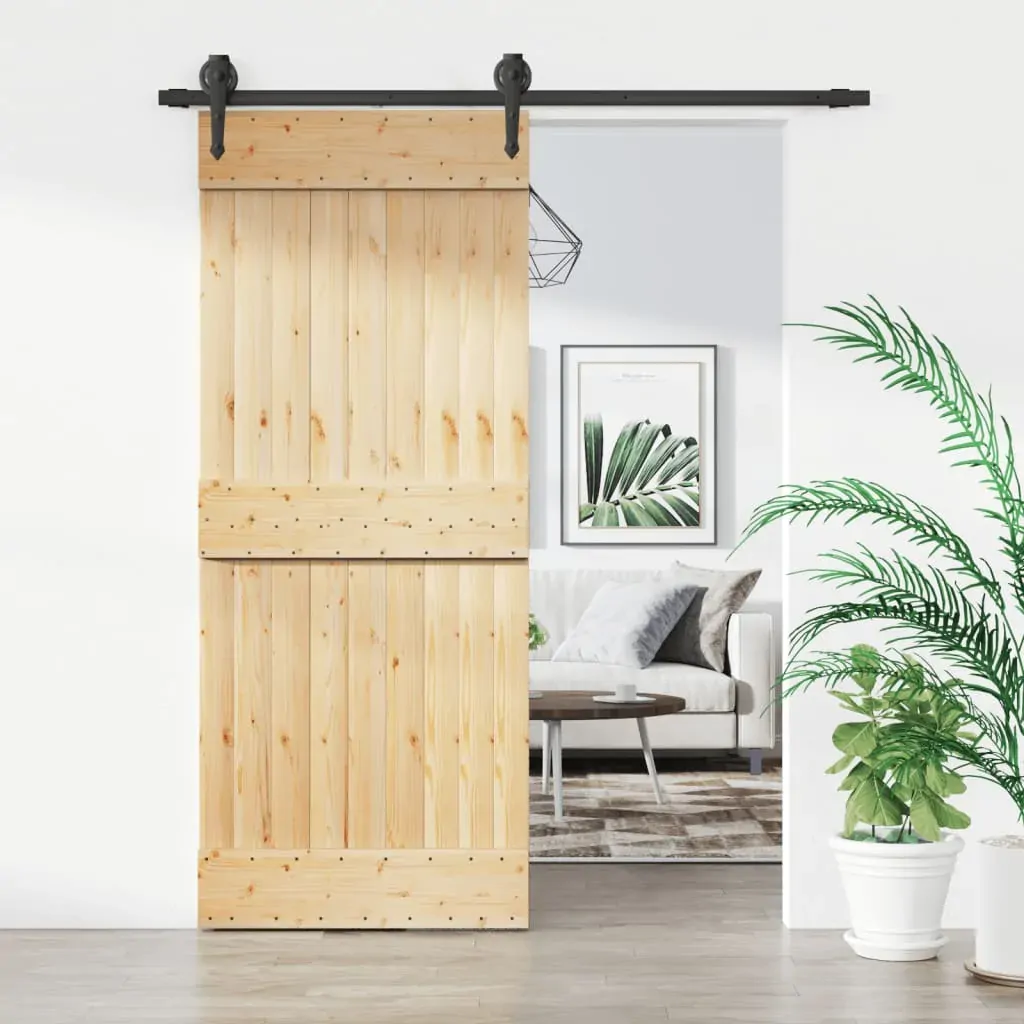 Sliding Door with Hardware Set 85x210 cm Solid Wood Pine Sliding Door with Hardware Set 85x210 cm Solid Wood Pine