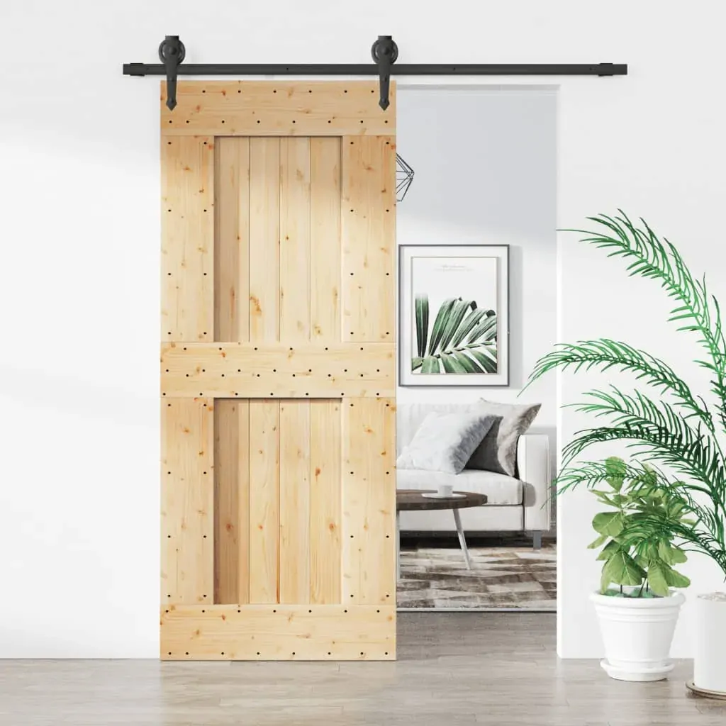 Sliding Door with Hardware Set 85x210 cm Solid Wood Pine Sliding Door with Hardware Set 85x210 cm Solid Wood Pine