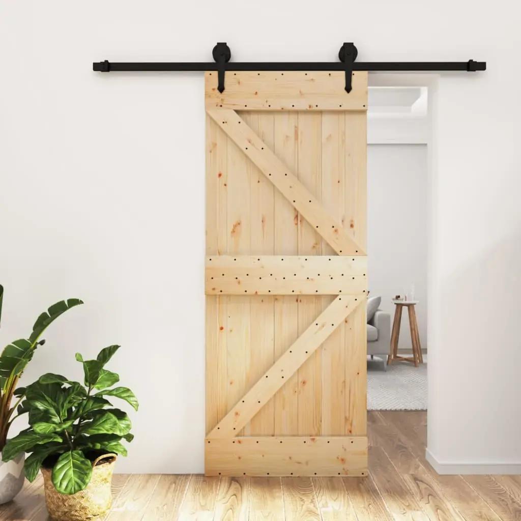 Sliding Door with Hardware Set 85x210 cm Solid Wood Pine Sliding Door with Hardware Set 85x210 cm Solid Wood Pine