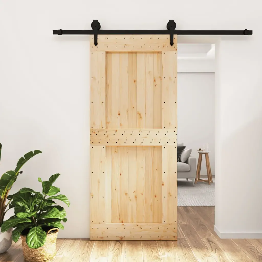 Sliding Door with Hardware Set 90x210 cm Solid Wood Pine Sliding Door with Hardware Set 90x210 cm Solid Wood Pine