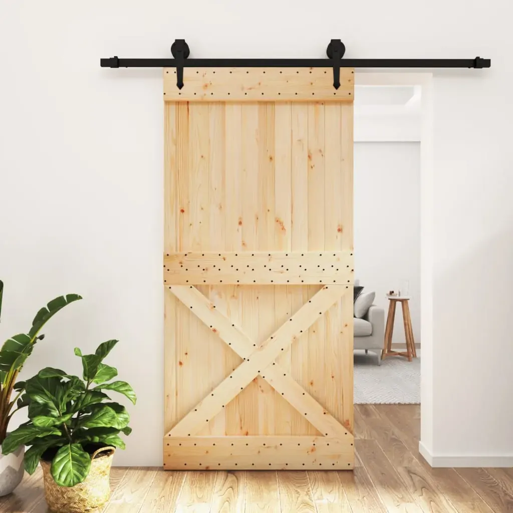 Sliding Door with Hardware Set 100x210 cm Solid Wood Pine Sliding Door with Hardware Set 100x210 cm Solid Wood Pine