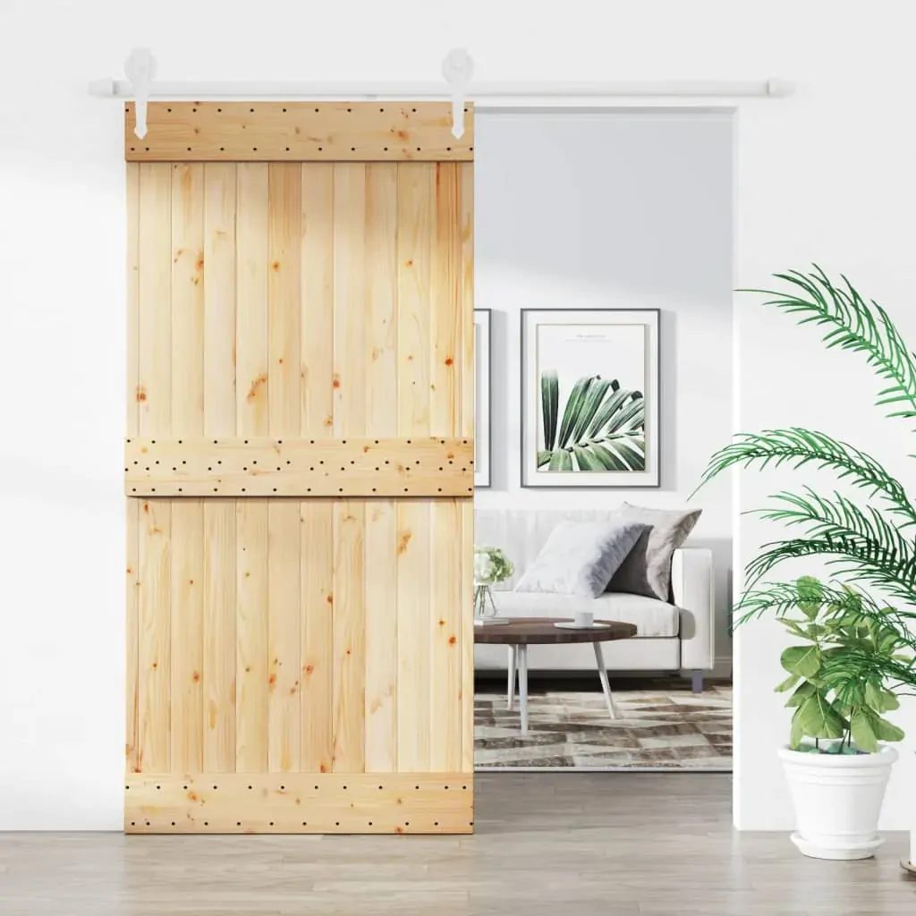 Sliding Door with Hardware Set 100x210 cm Solid Wood Pine Sliding Door with Hardware Set 100x210 cm Solid Wood Pine