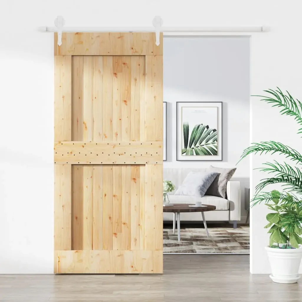 Sliding Door with Hardware Set 95x210 cm Solid Wood Pine Sliding Door with Hardware Set 95x210 cm Solid Wood Pine