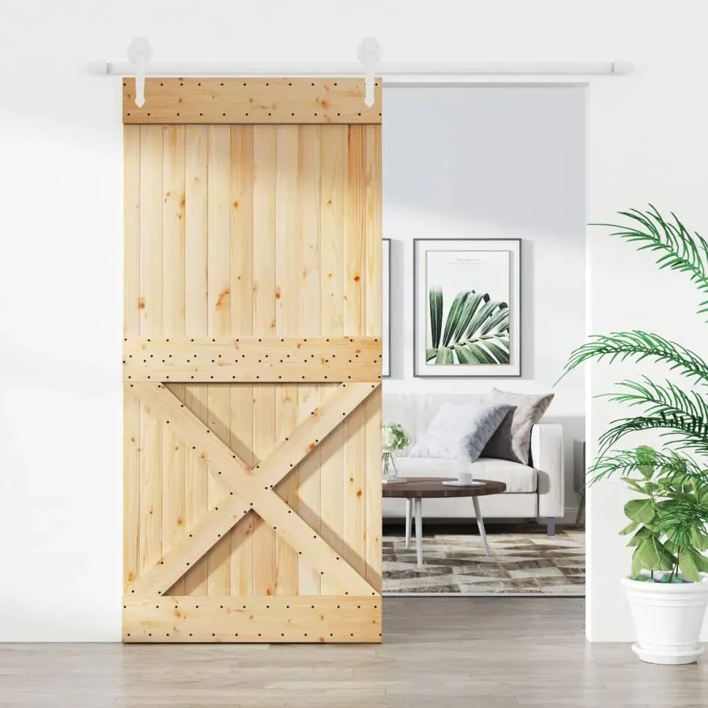 Sliding Door with Hardware Set 95x210 cm Solid Wood Pine Sliding Door with Hardware Set 95x210 cm Solid Wood Pine
