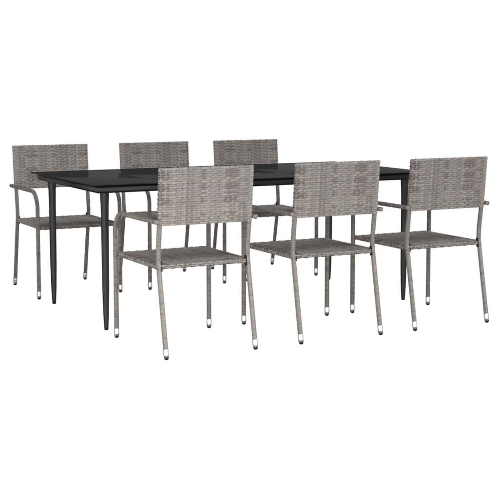 7 Piece Garden Dining Set Grey and Black Poly Rattan and Steel 7 Piece Garden Dining Set Grey and Black Poly Rattan and Steel