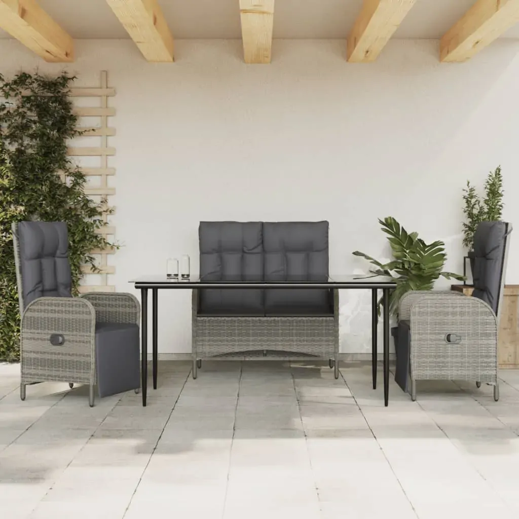 4 Piece Garden Dining Set with Cushions Grey Poly Rattan 4 Piece Garden Dining Set with Cushions Grey Poly Rattan