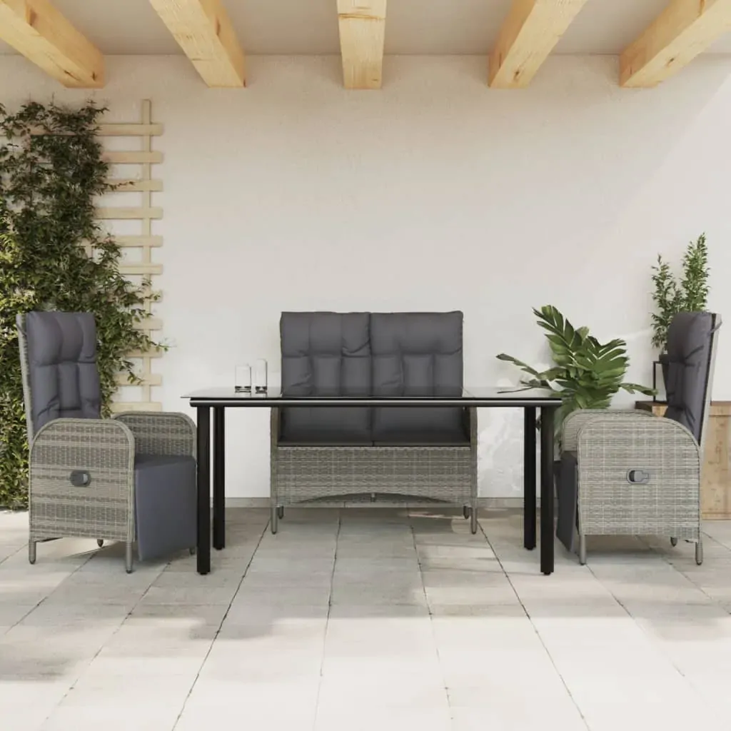 4 Piece Garden Dining Set with Cushions Grey Poly Rattan 4 Piece Garden Dining Set with Cushions Grey Poly Rattan