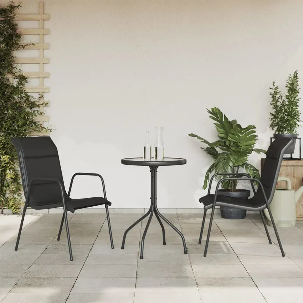 3 Piece Garden Dining Set Black Steel 3 Piece Garden Dining Set Black Steel