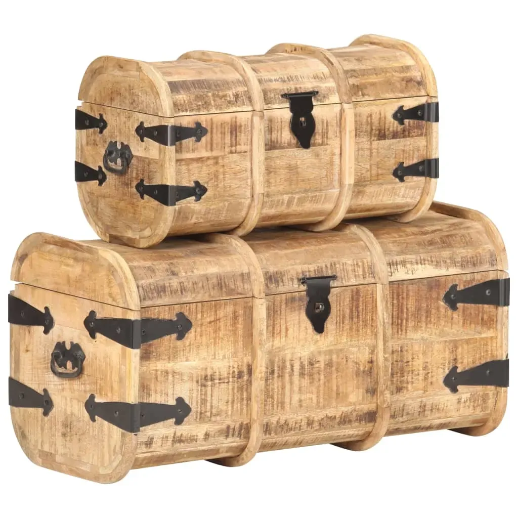 Storage Chests 2 Pieces Solid Mango Wood Storage Chests 2 Pieces Solid Mango Wood