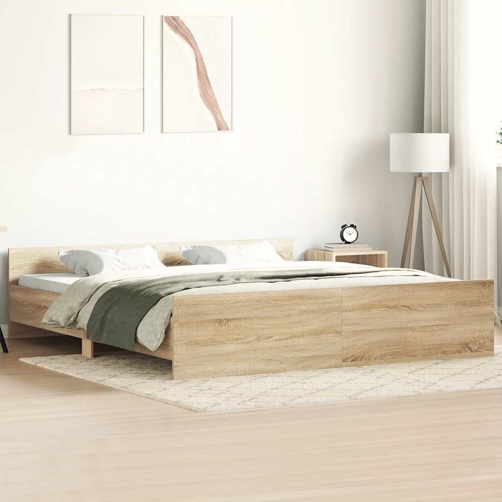 Bed Frame without Mattress Sonoma Oak 183x203 cm King Bed Frame without Mattress Sonoma Oak 183x203 cm King