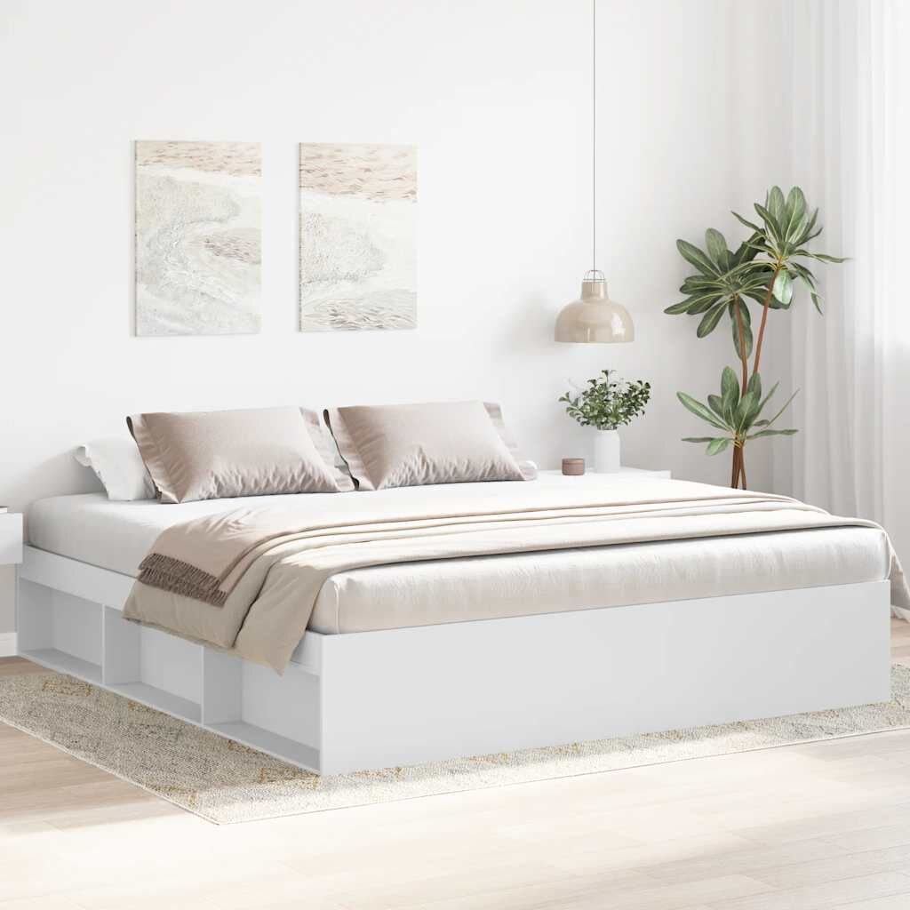 Bed Frame without Mattress White 183x203 cm King Bed Frame without Mattress White 183x203 cm King