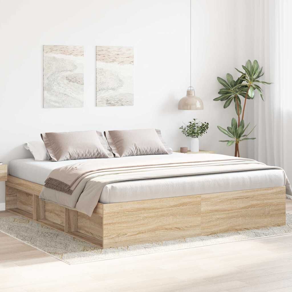 Bed Frame without Mattress Sonoma Oak 183x203 cm King Bed Frame without Mattress Sonoma Oak 183x203 cm King