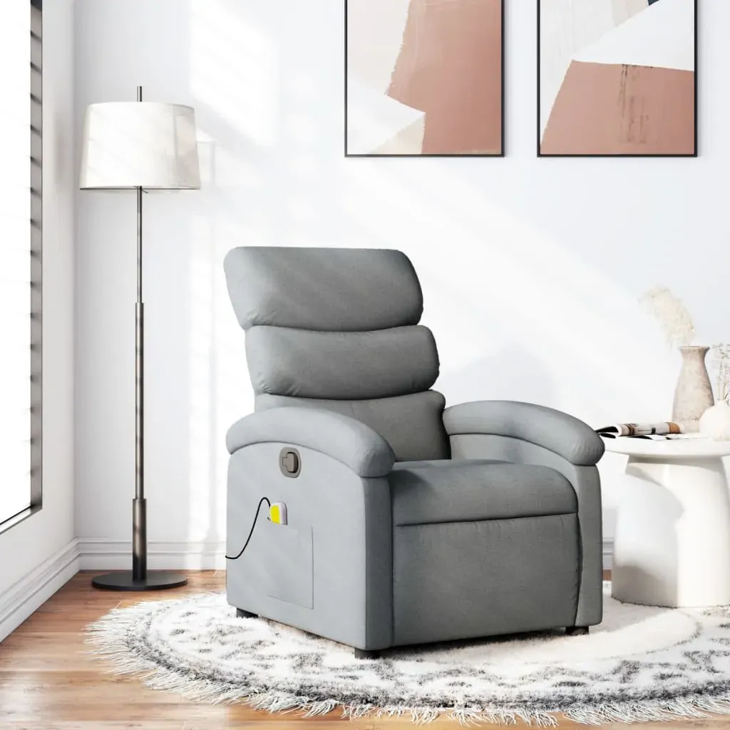 Massage Recliner Chair Light Grey Fabric Massage Recliner Chair Light Grey Fabric