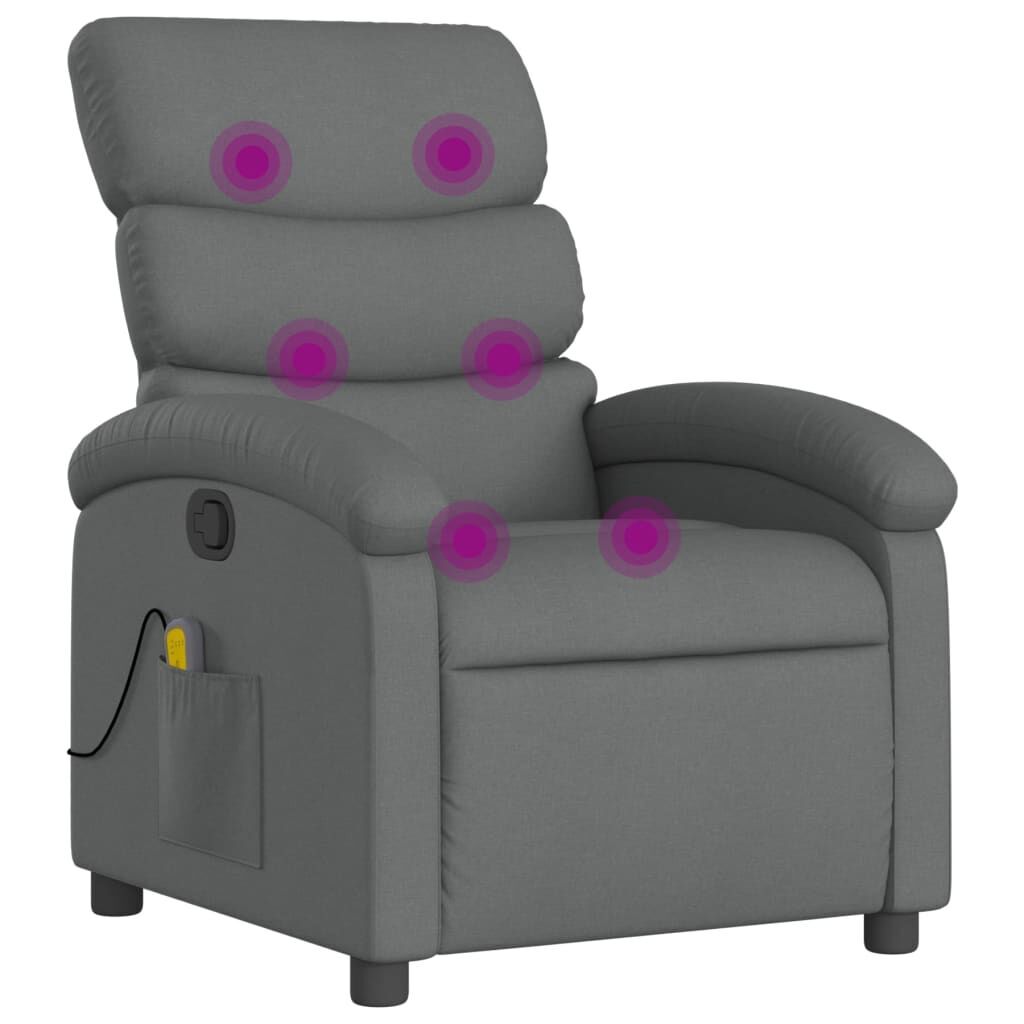 Massage Recliner Chair Dark Grey Fabric Massage Recliner Chair Dark Grey Fabric