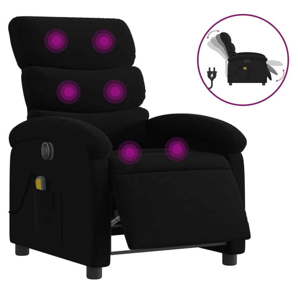 Electric Massage Recliner Chair Black Fabric Electric Massage Recliner Chair Black Fabric