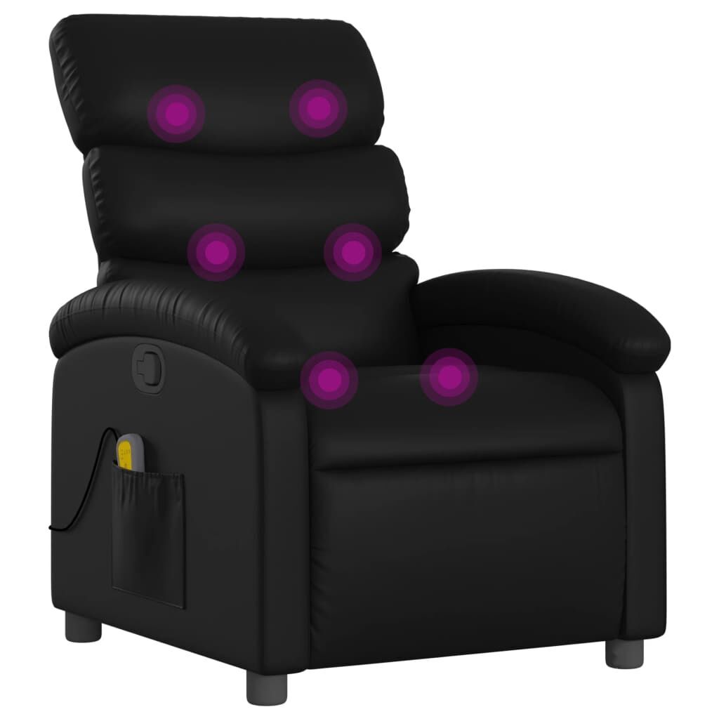 Massage Recliner Chair Black Faux Leather Massage Recliner Chair Black Faux Leather