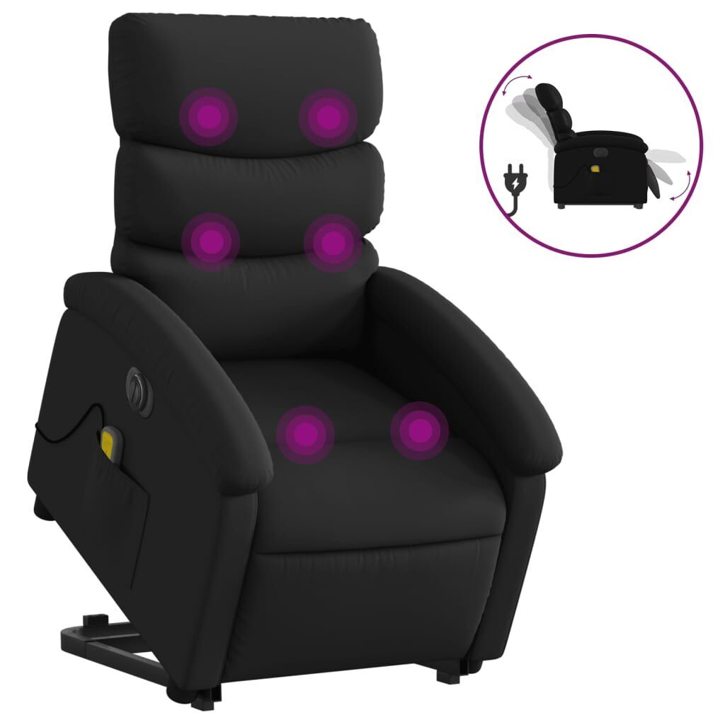 Electric Stand up Massage Recliner Chair Black Faux Leather Electric Stand up Massage Recliner Chair Black Faux Leather