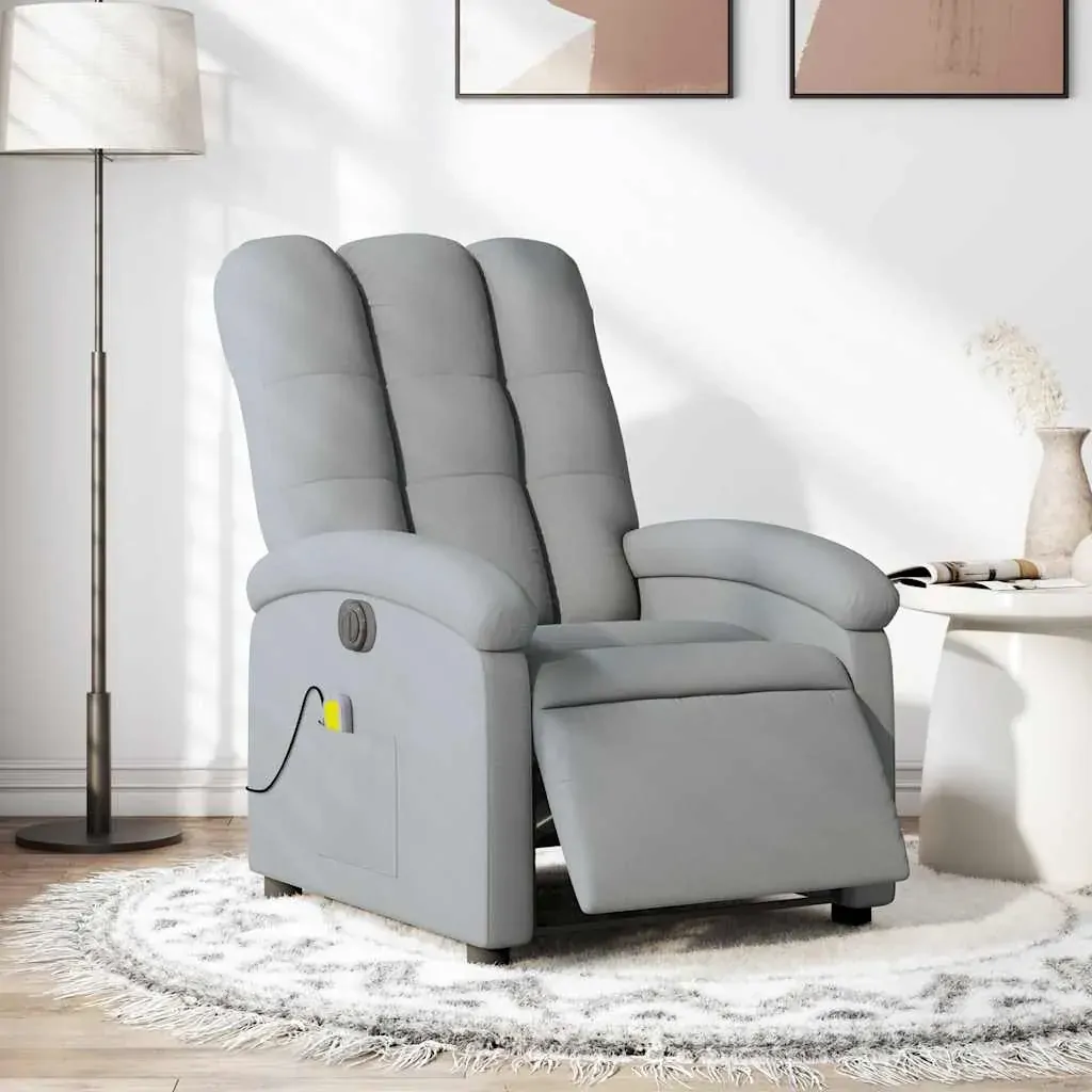Electric Massage Recliner Chair Light Grey Fabric Electric Massage Recliner Chair Light Grey Fabric