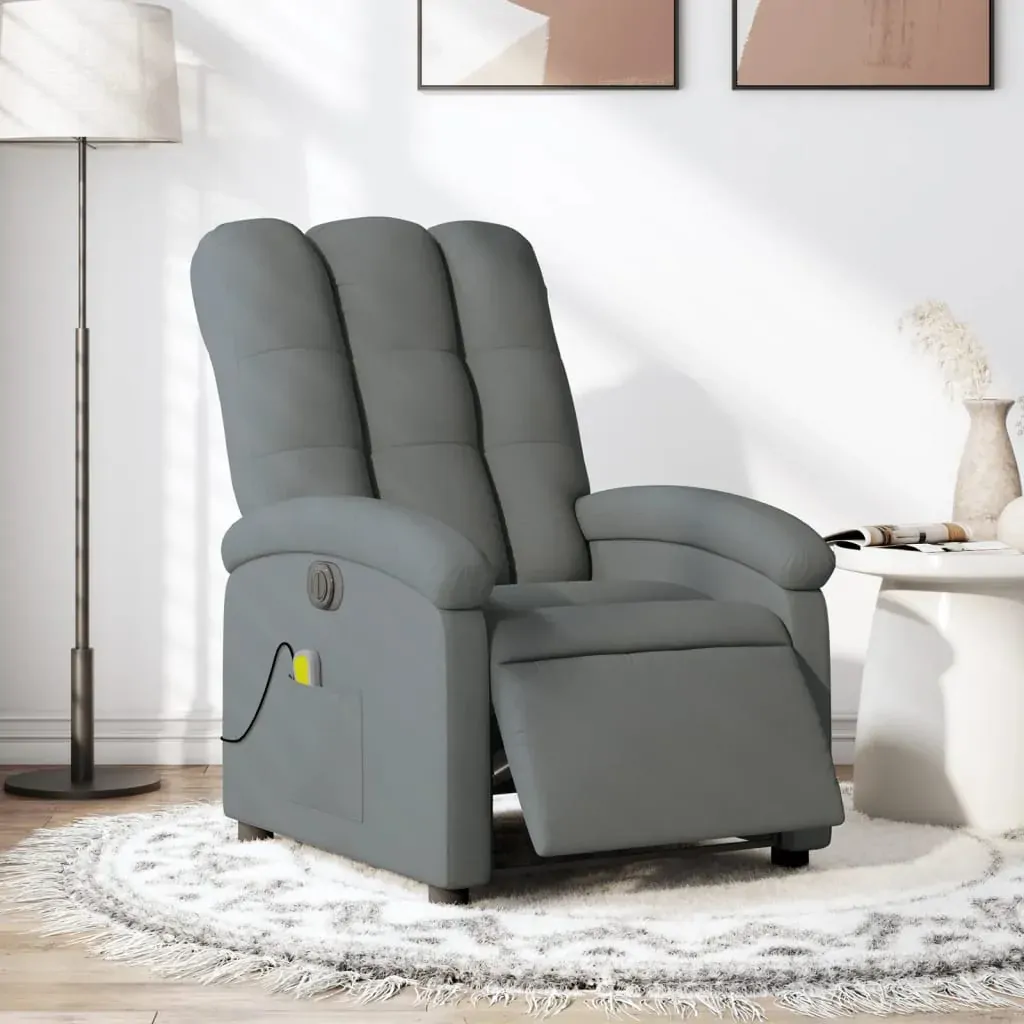 Electric Massage Recliner Chair Dark Grey Fabric Electric Massage Recliner Chair Dark Grey Fabric