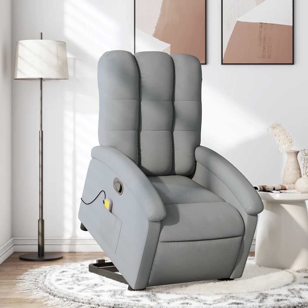 Stand up Massage Recliner Chair Light Grey Fabric Stand up Massage Recliner Chair Light Grey Fabric