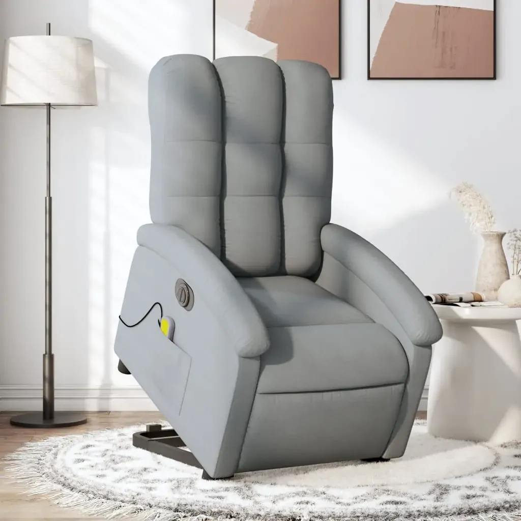 Electric Stand up Massage Recliner Chair Light Grey Fabric Electric Stand up Massage Recliner Chair Light Grey Fabric