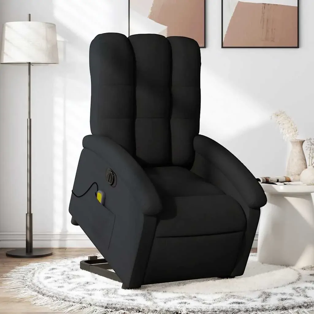 Electric Stand up Massage Recliner Chair Black Fabric Electric Stand up Massage Recliner Chair Black Fabric