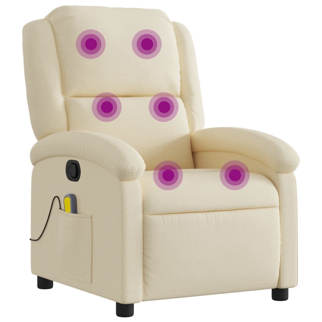 Massage Recliner Chair Cream Fabric Massage Recliner Chair Cream Fabric