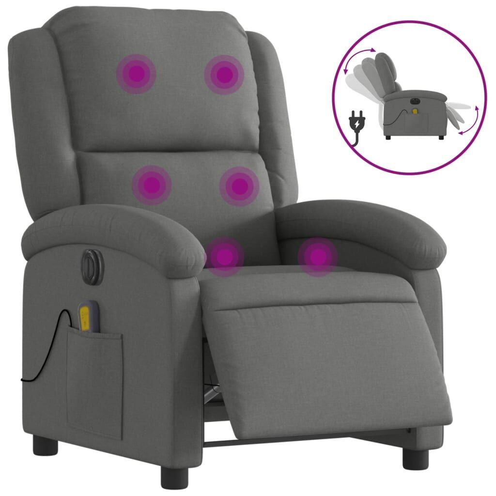 Electric Massage Recliner Chair Dark Grey Fabric Electric Massage Recliner Chair Dark Grey Fabric