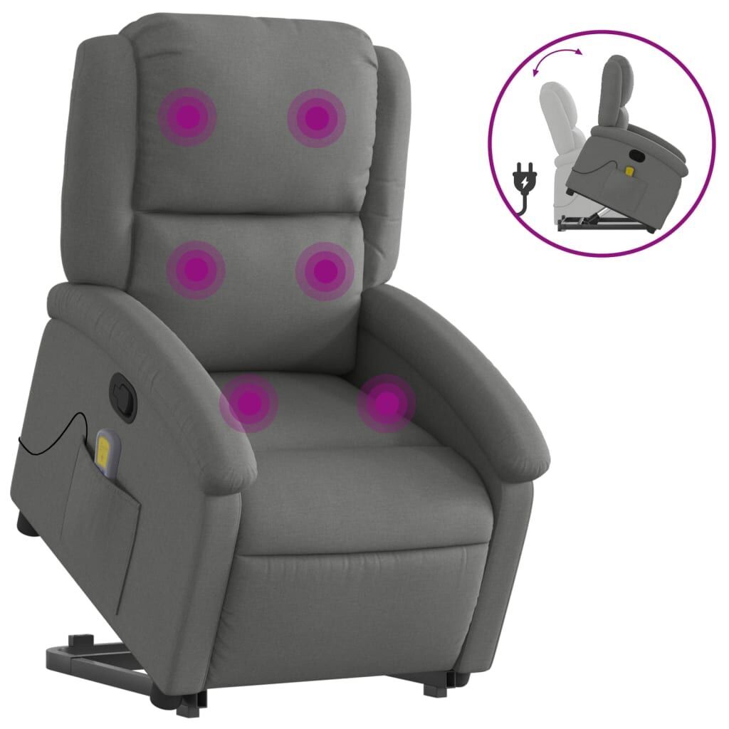 Stand up Massage Recliner Chair Dark Grey Fabric Stand up Massage Recliner Chair Dark Grey Fabric