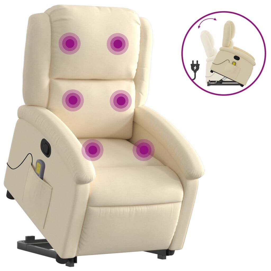 Stand up Massage Recliner Chair Cream Fabric Stand up Massage Recliner Chair Cream Fabric