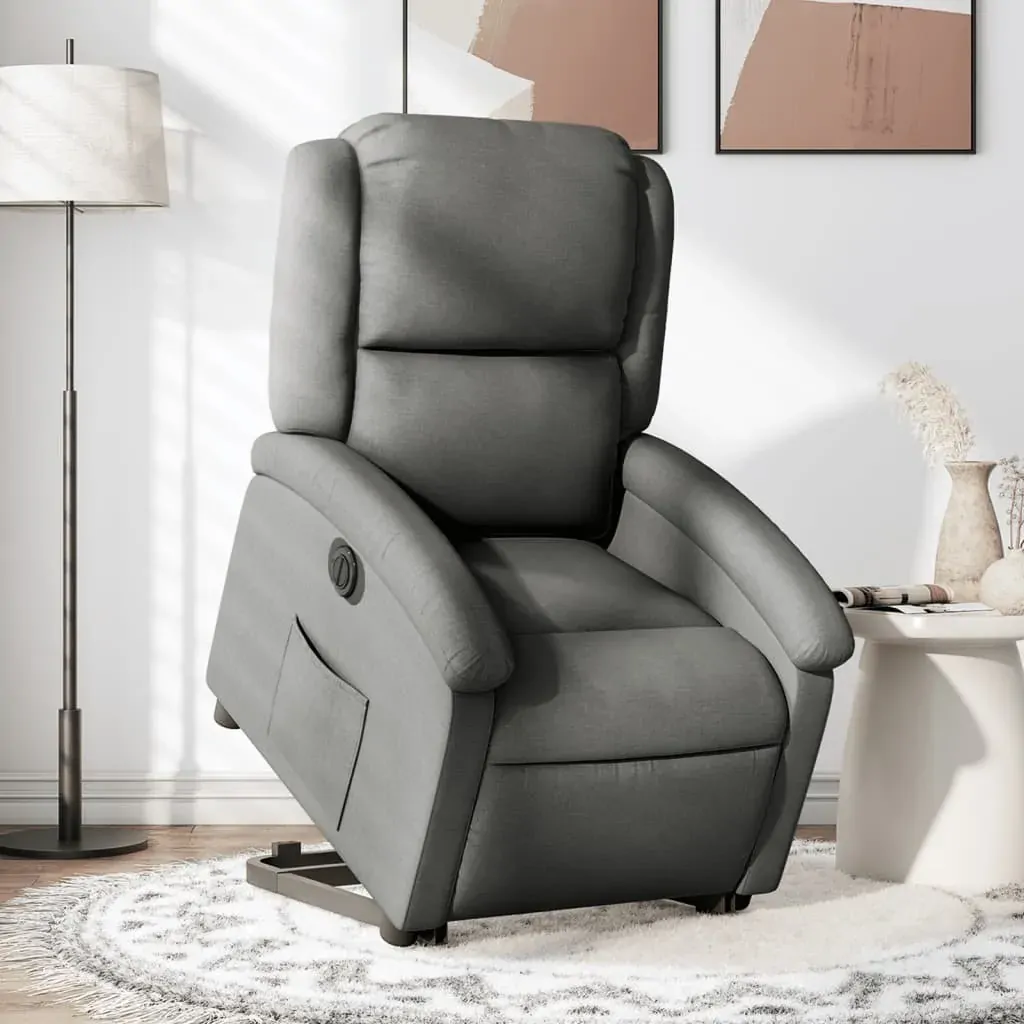 Electric Stand up Recliner Chair Dark Grey Fabric Electric Stand up Recliner Chair Dark Grey Fabric