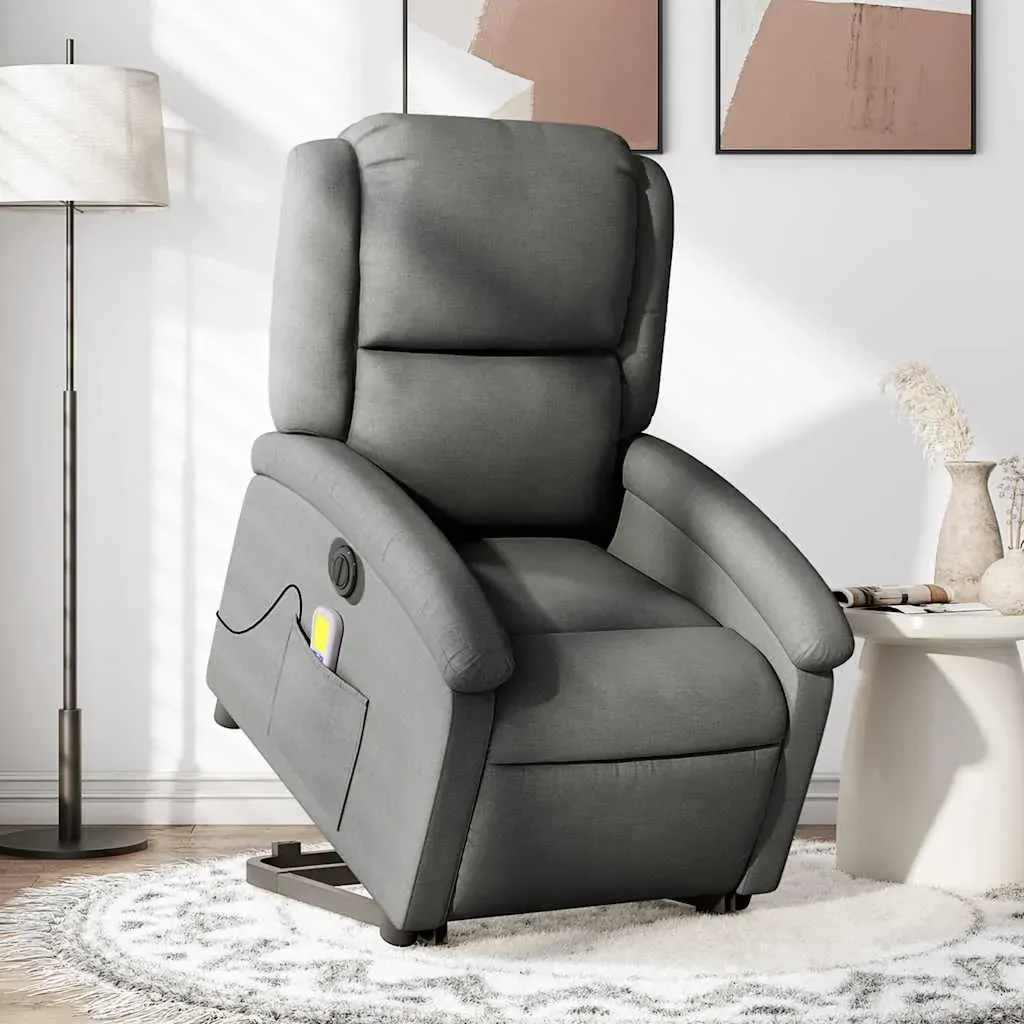 Electric Stand up Massage Recliner Chair Dark Grey Fabric Electric Stand up Massage Recliner Chair Dark Grey Fabric